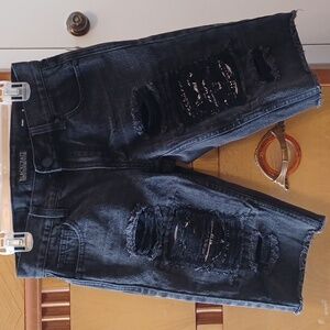 Blackcraft Cult Men's Black Distressed Jean Shorts